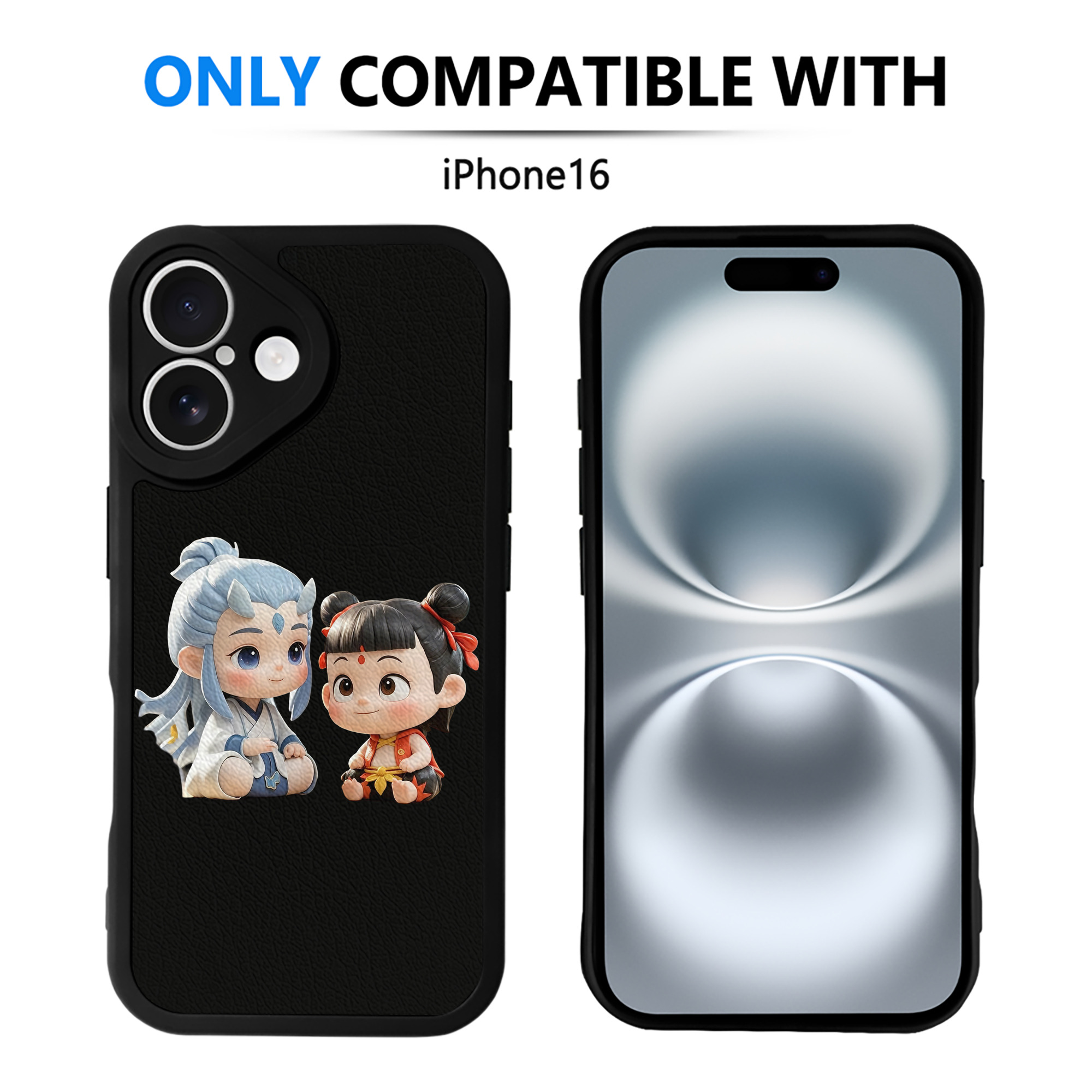 （画像用） Ne Zha 2 ナタ 魔童の大暴れ 【iPhone 16シリーズ対応】シリコンスマホケース（レザー調） 材質：シリコン
